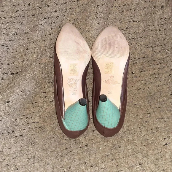 RAKISH HEELS-Rebekah Roy Stylist-Brown/Turquoise Leather-RARE-Size 39-Near Mint - Picture 6 of 6